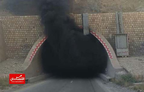آتش‌سوزی تانکر در تونل «تنگه زاغ» هرمزگان